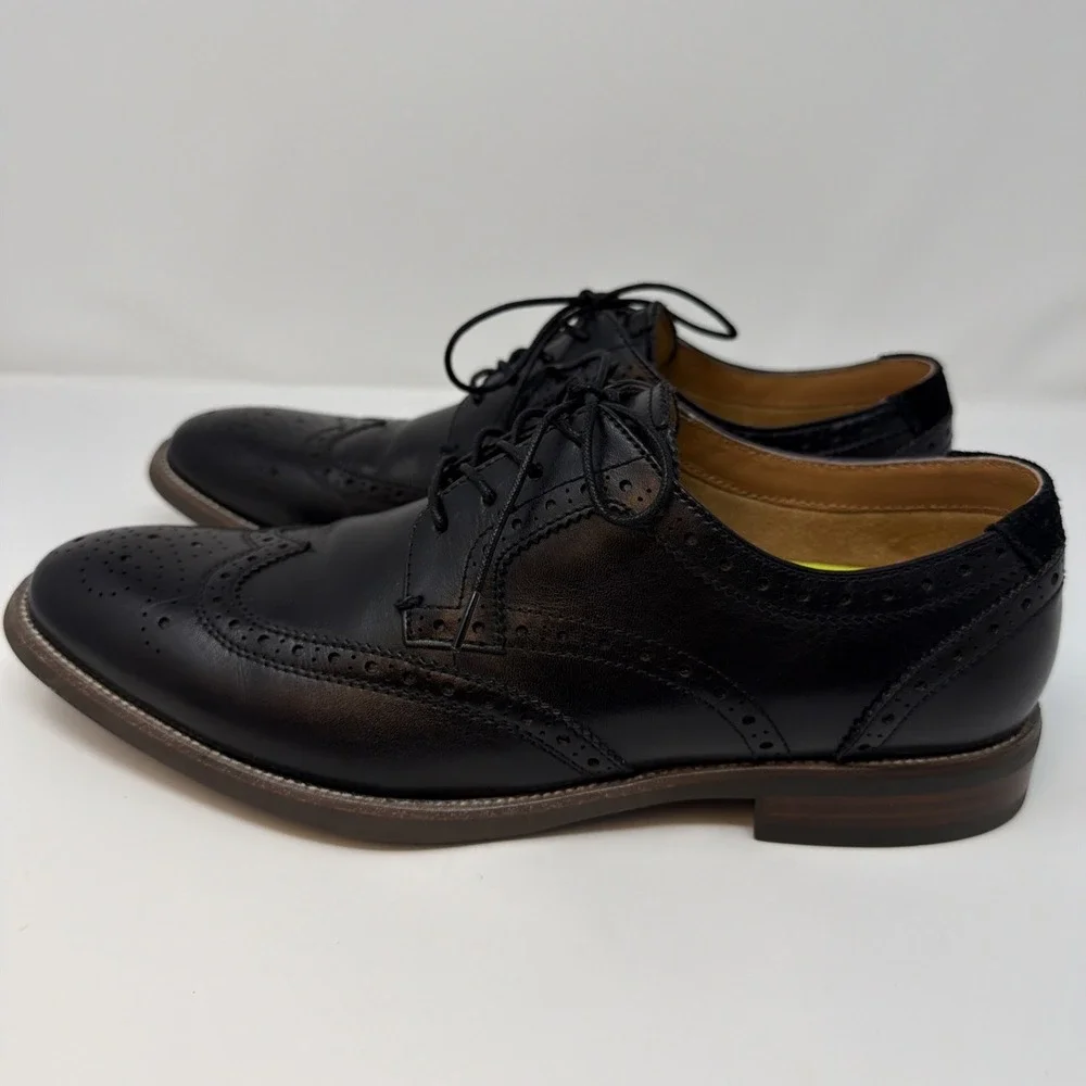 Florsheim Midtown Size 9.5 M Wingtip Oxford Men's Black Leather Shoes Comfortech